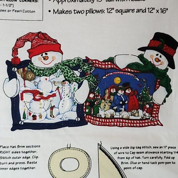 Vintage Daisy Kingdom Fabric Snowman Pillow Pals Winter Christmas - Picture 1 of 6